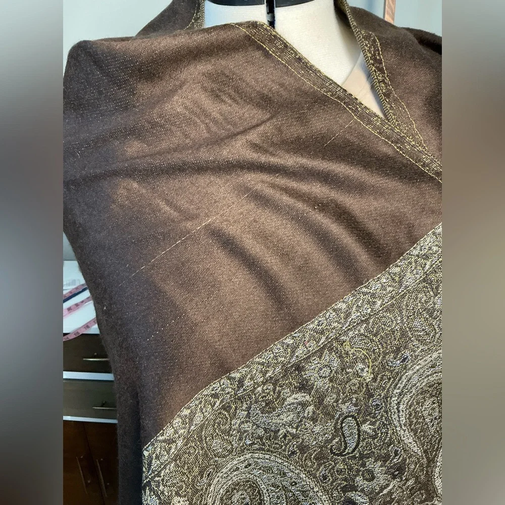Olive and silver pashmina